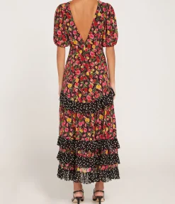 Shireen Dress In Fontainhas Floral Maroon