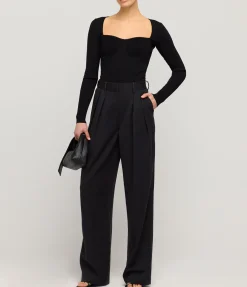 Silhouette Square Neck Top In Black