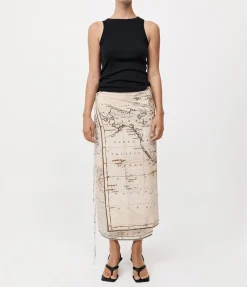 Silk Wrap Tie Skirt In Atlas
