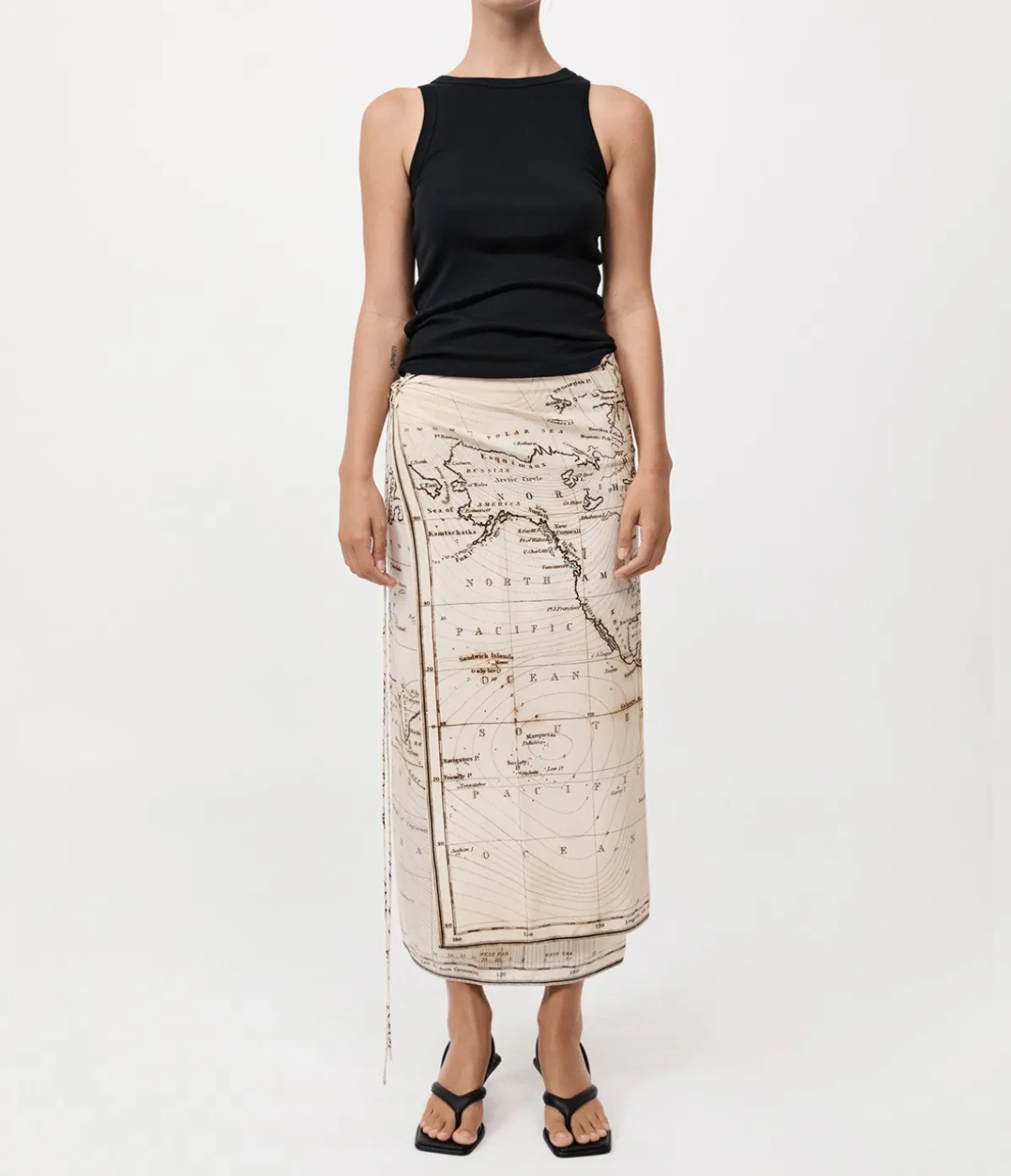 Silk Wrap Tie Skirt In Atlas