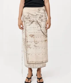 Silk Wrap Tie Skirt In Atlas