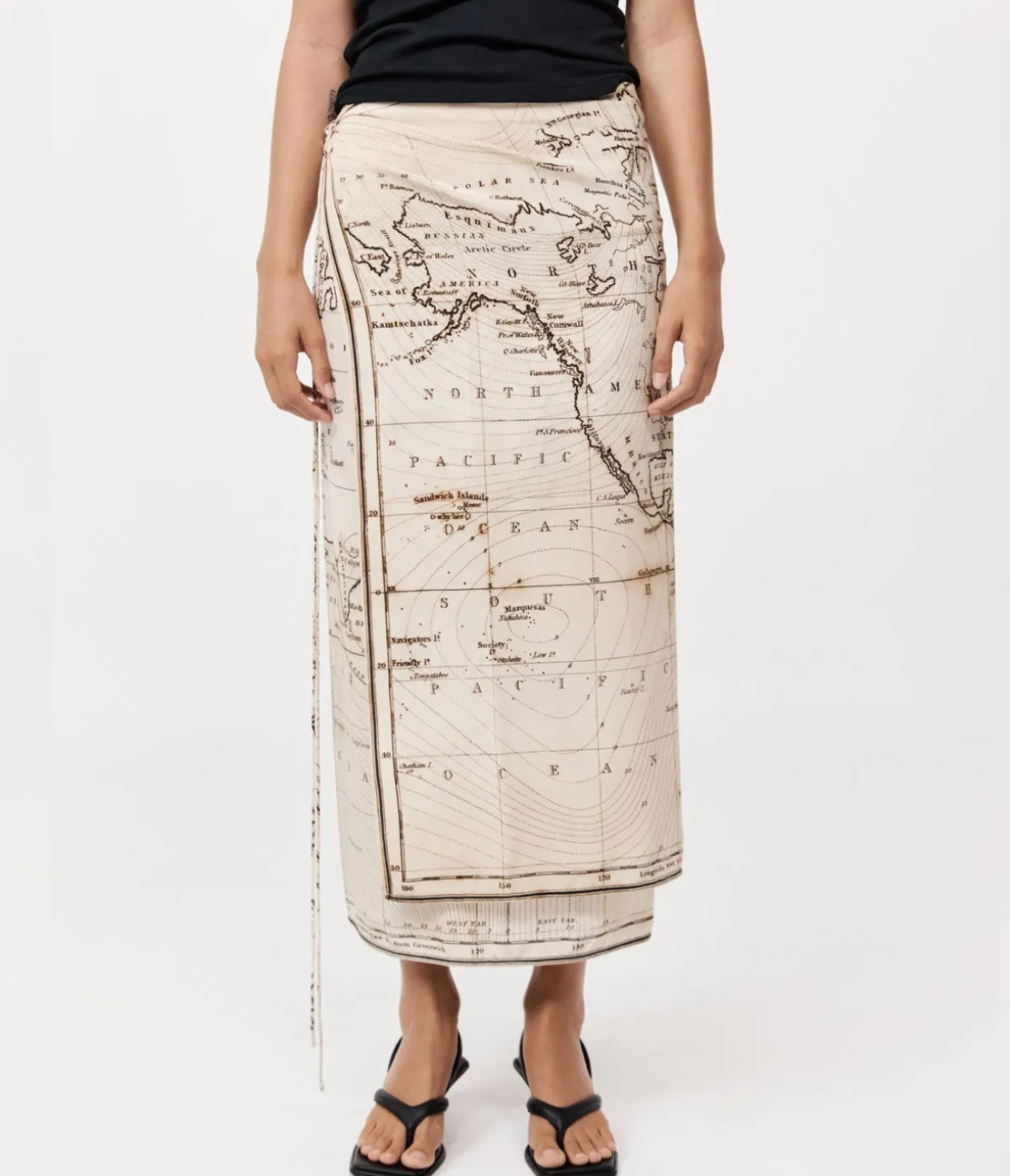 Silk Wrap Tie Skirt In Atlas