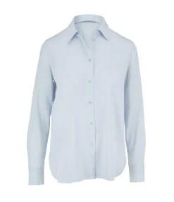 Slim Fit Silk Blouse In Powder Blue