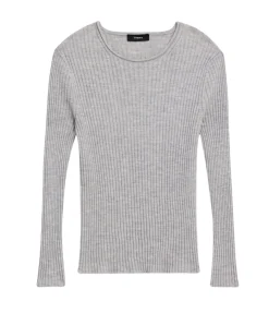 Slim Rib Long Sleeve Top In Frosted Heather Grey