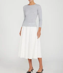 Slim Rib Long Sleeve Top In Frosted Heather Grey