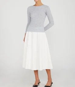 Slim Rib Long Sleeve Top In Frosted Heather Grey