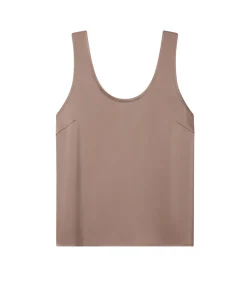 Sloane Satin Tank In Mocha