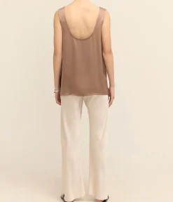 Sloane Satin Tank In Mocha