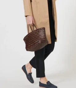 Small Bamboo Triple Jump Basket Bag In Dark Brown