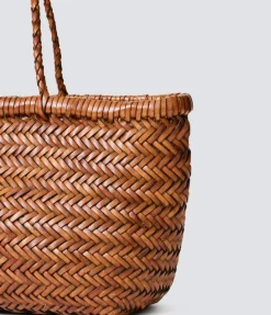Small Bamboo Triple Jump Basket Bag In Tan