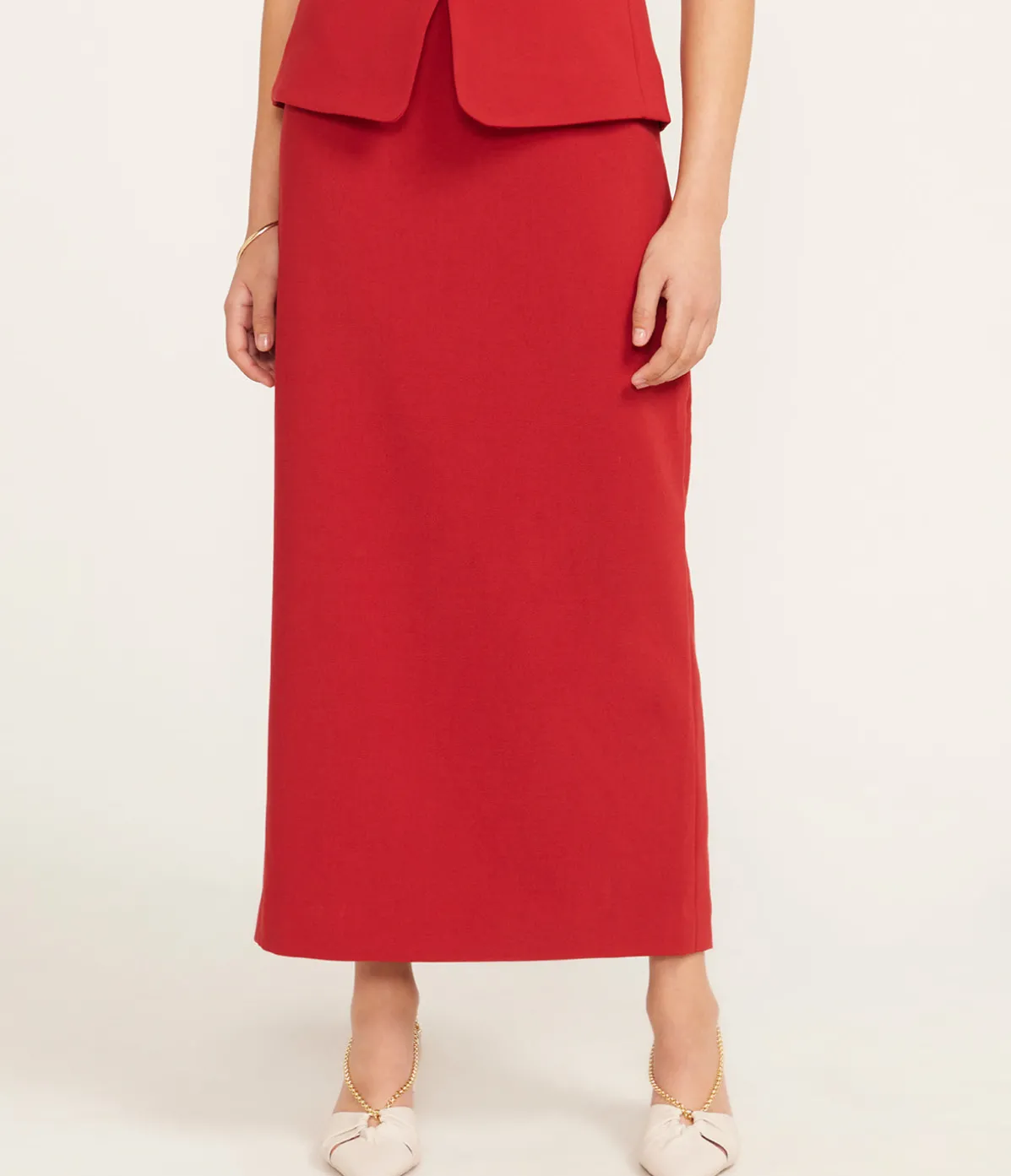 Smith Midi Skirt In Rouge