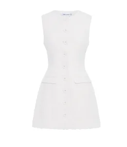 Sofia Tweed Dress In Porcelain