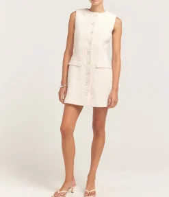 Sofia Tweed Dress In Porcelain