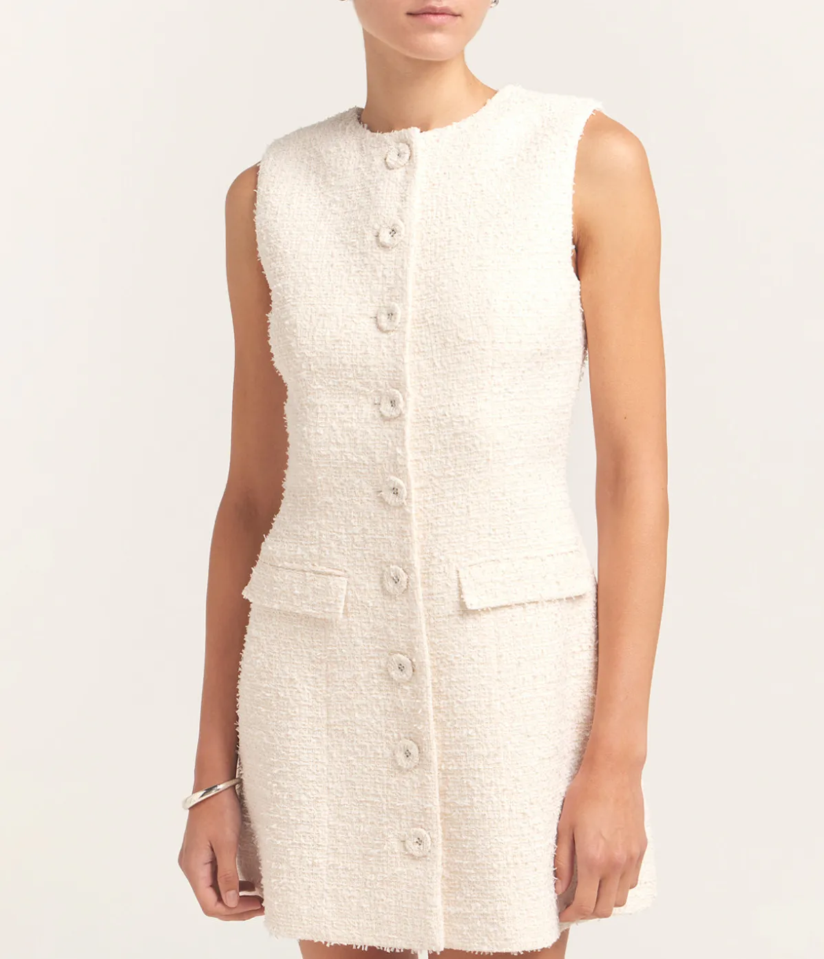 Sofia Tweed Dress In Porcelain
