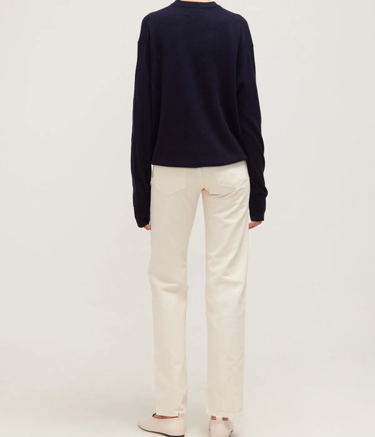 Sophie Long Mid Rise Straight Leg Jean In Cream