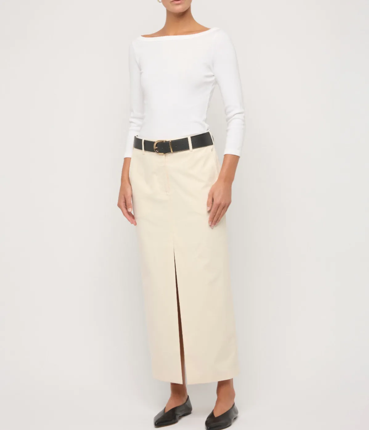 Steffie Boatneck Tee In White