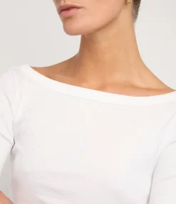 Steffie Boatneck Tee In White