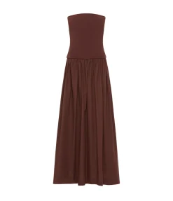 Strapless Knit Cotton Dress In Java