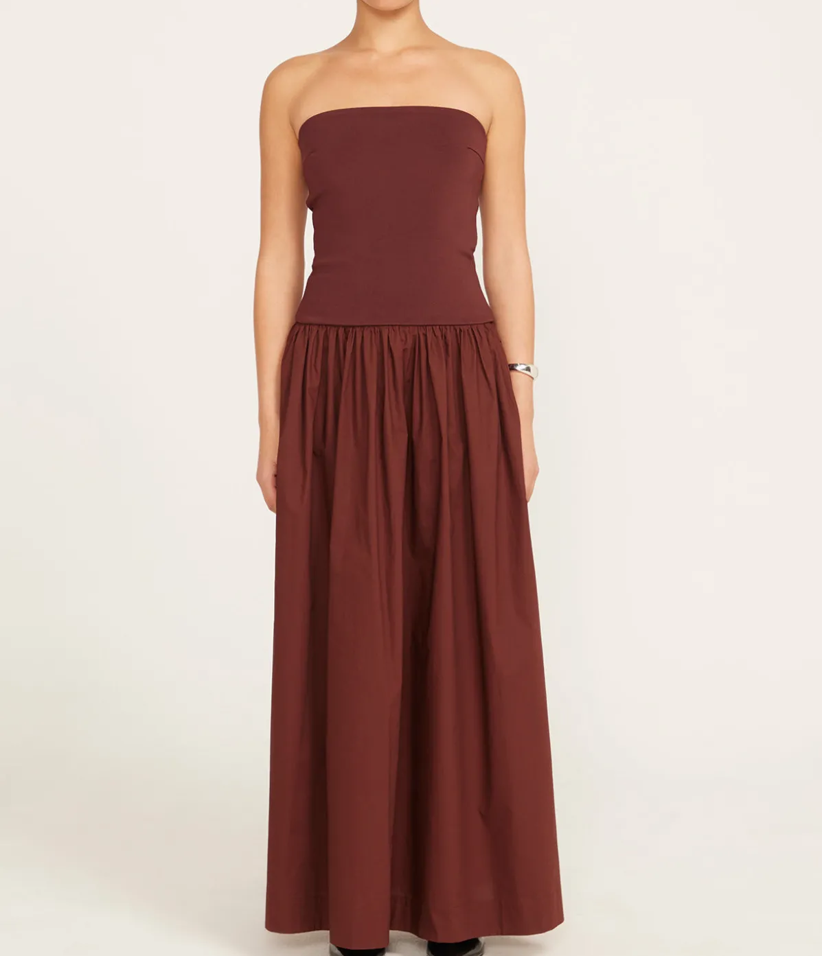 Strapless Knit Cotton Dress In Java