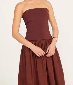 Strapless Knit Cotton Dress In Java