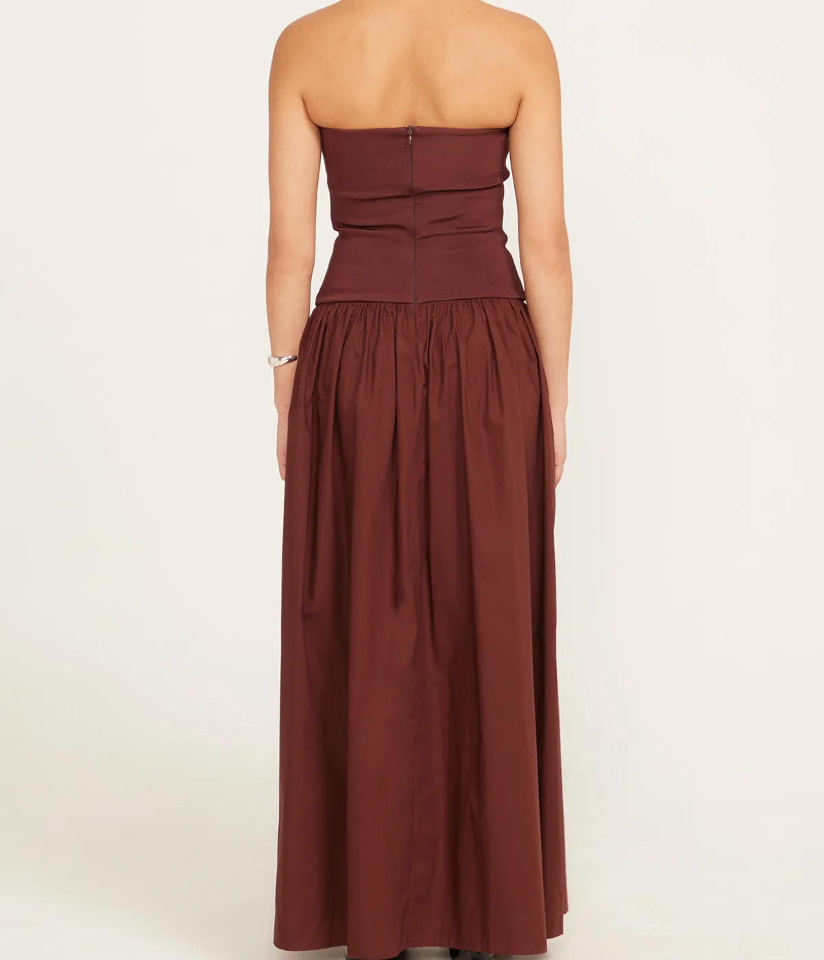 Strapless Knit Cotton Dress In Java