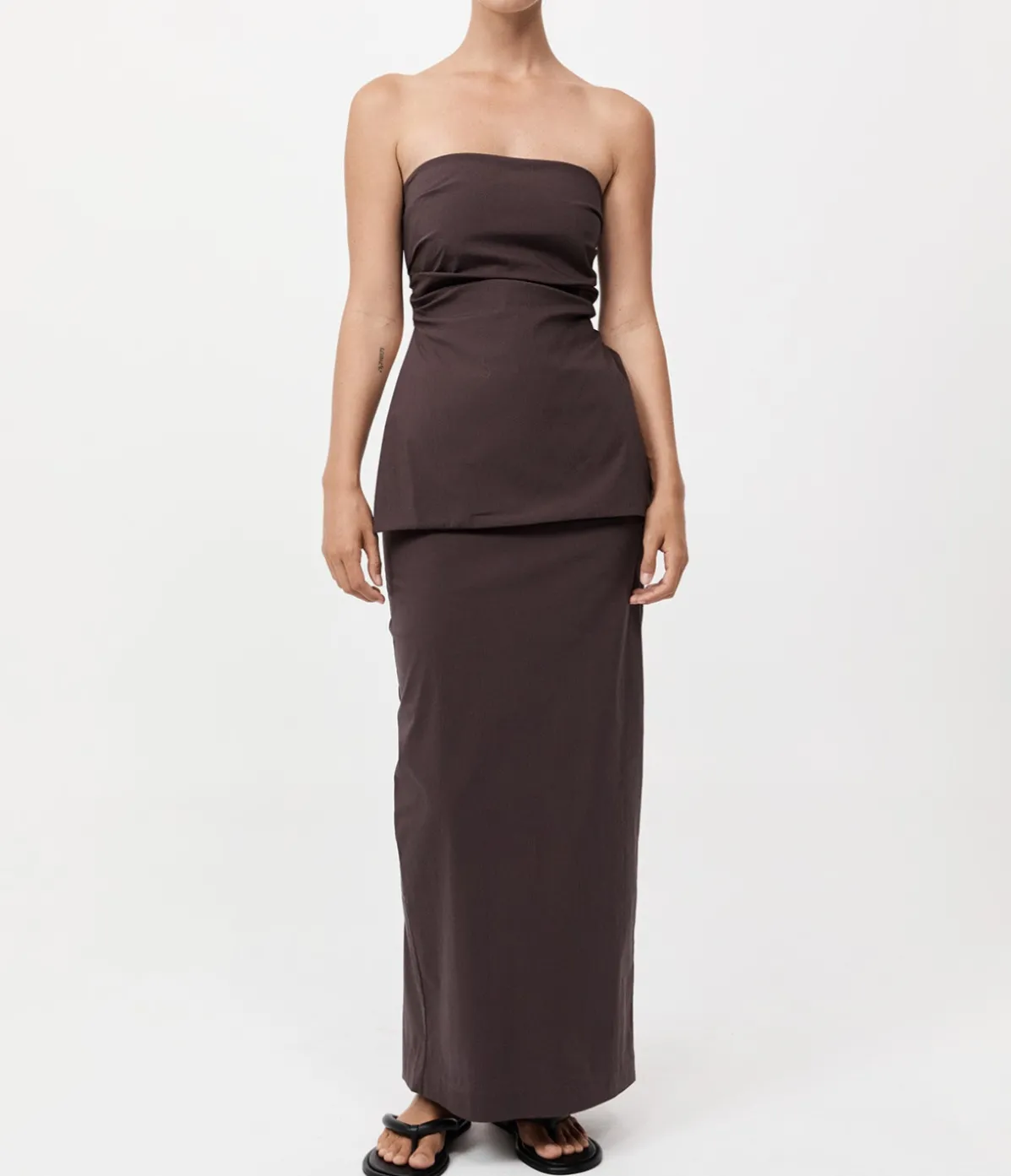 Strapless Tie Back Top In Chocolate Plum