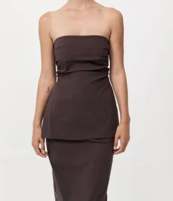 Strapless Tie Back Top In Chocolate Plum