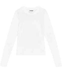 Stretch Jersey Long Sleeve T-shirt In Bright White