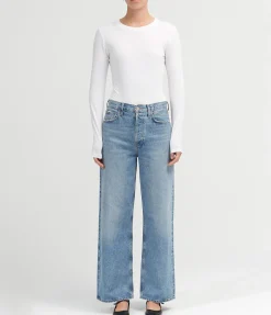Stretch Jersey Long Sleeve T-shirt In Bright White