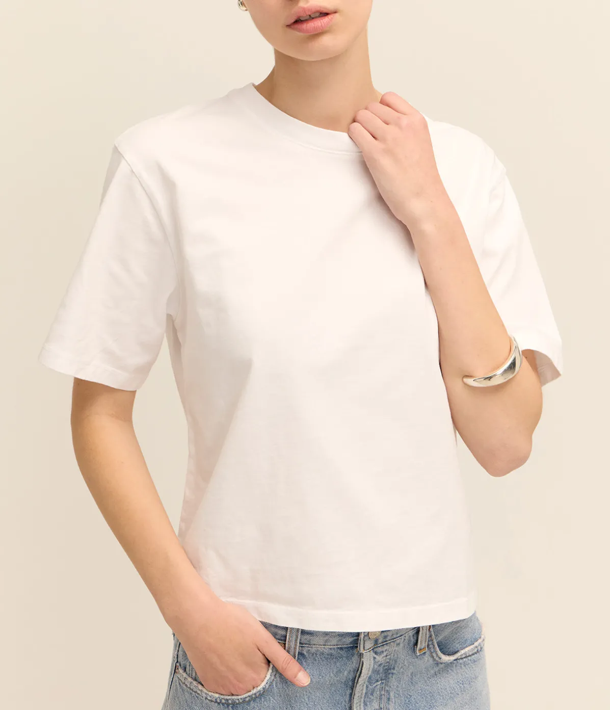 Sulma Drop Shoulder Tee In White