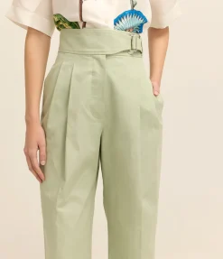 Tab Detail Pant In Eau De Nil