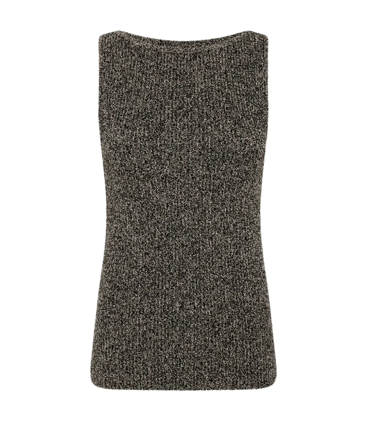 Tabatha Sleeveless Tank In Khaki And Black Boucle