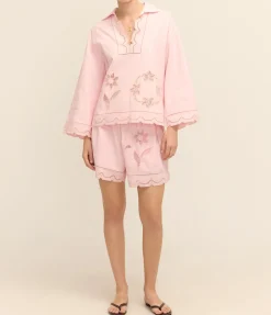 Table Cloth Lace Top In Ballet Pink