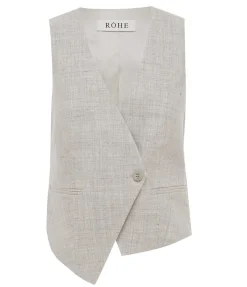 Tailored Overlap Waistcoat In Stone Melange