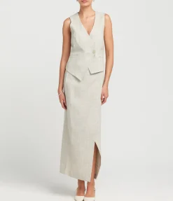 Tailored Overlap Waistcoat In Stone Melange