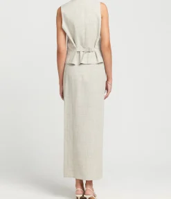 Tailored Overlap Waistcoat In Stone Melange
