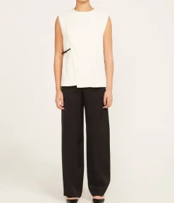 Talia Straight Leg Wool Pants In Black