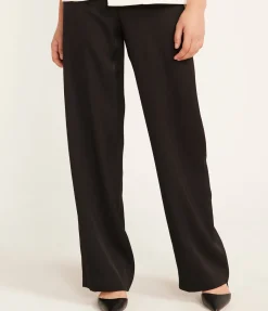 Talia Straight Leg Wool Pants In Black
