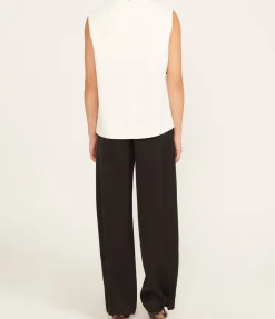 Talia Straight Leg Wool Pants In Black