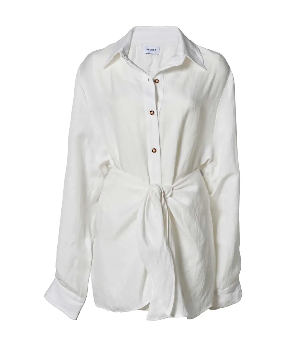 The LA Linen Cupro Mini Wrap Dress In White