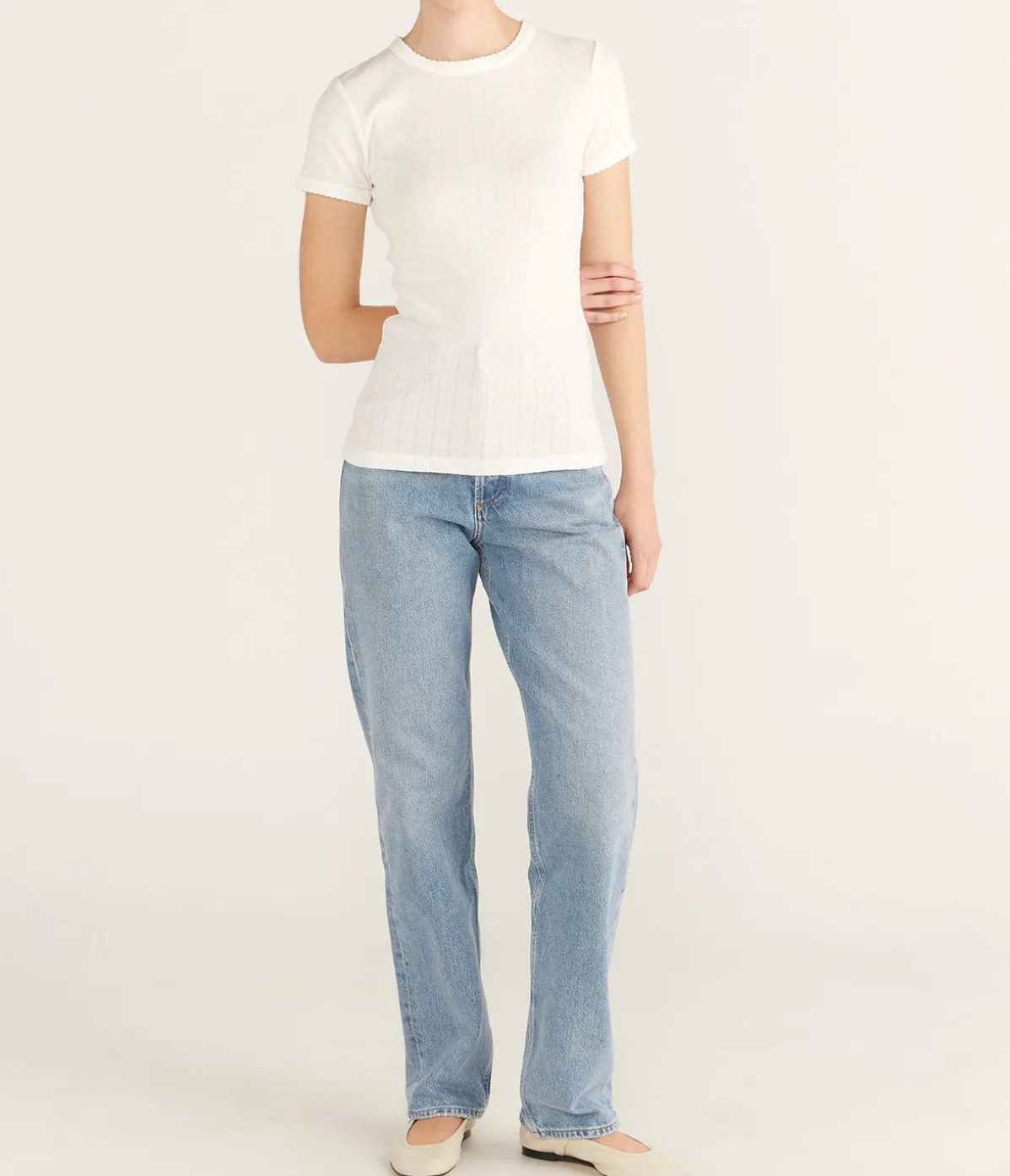 The Pointelle Tee In White
