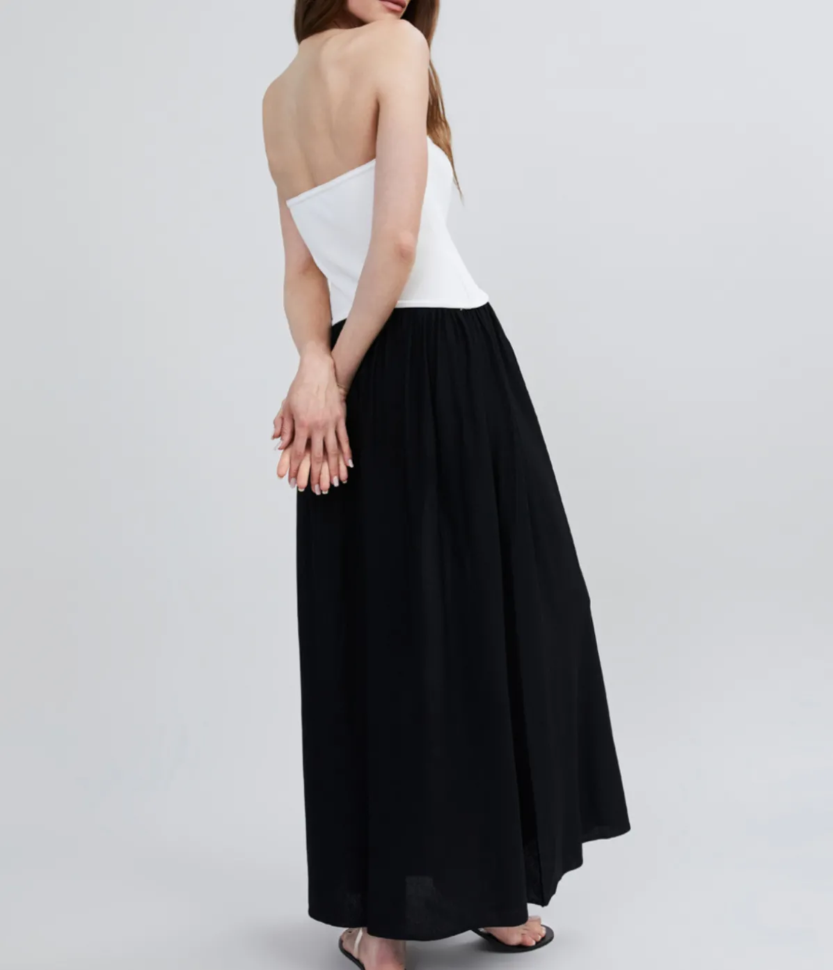 The Soglio Strapless Dress In Optic White And Noir