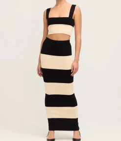 Theo Crop Top In Cream And Black