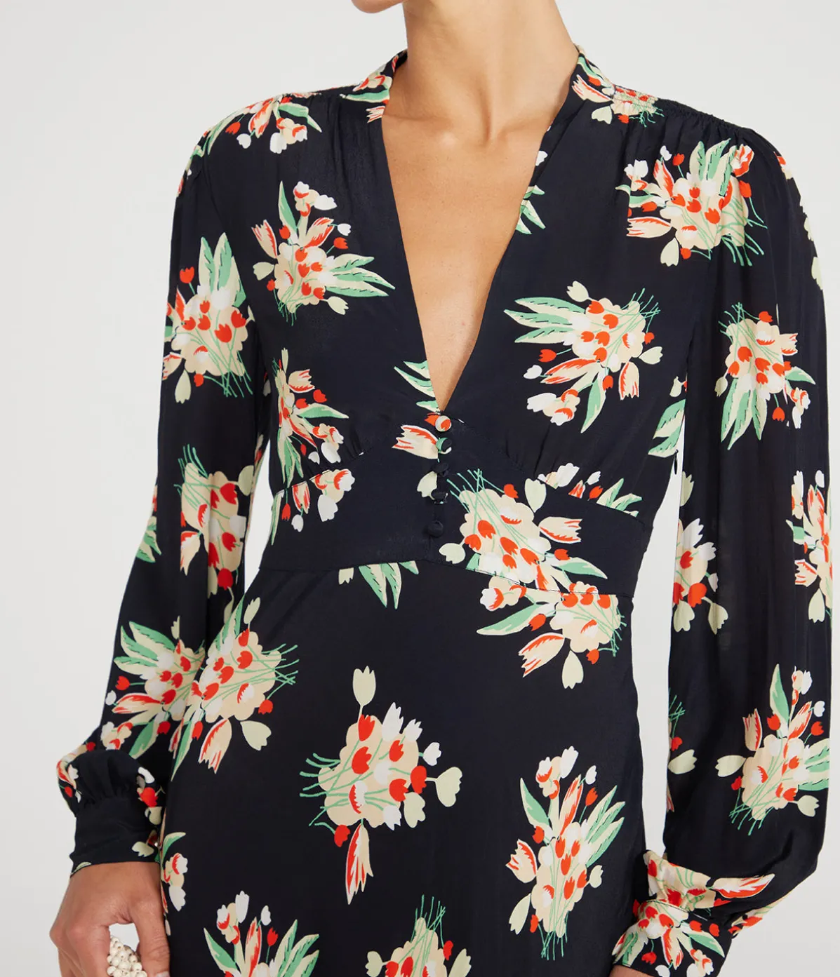 Trula Long Sleeve Dress In Tulip Cloud Black