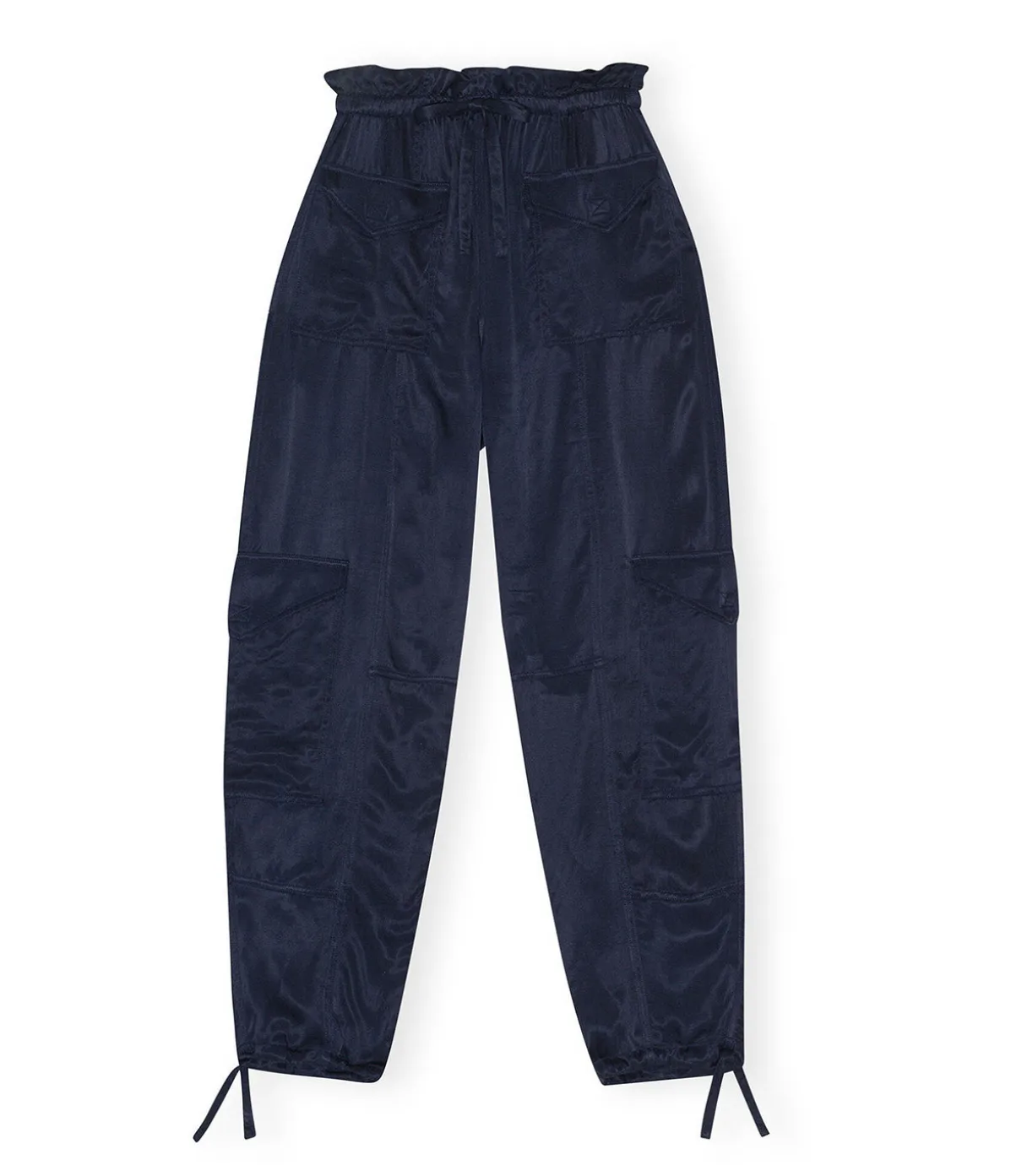 Twill Satin Tie Pants In Sky Captain