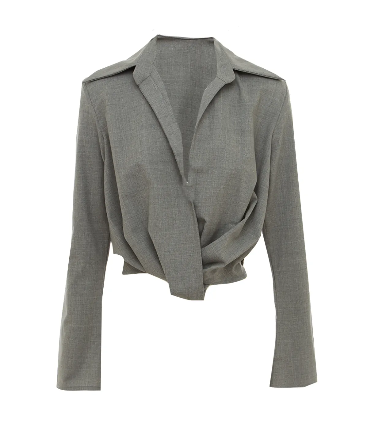 Twist Front Blouse In Grey