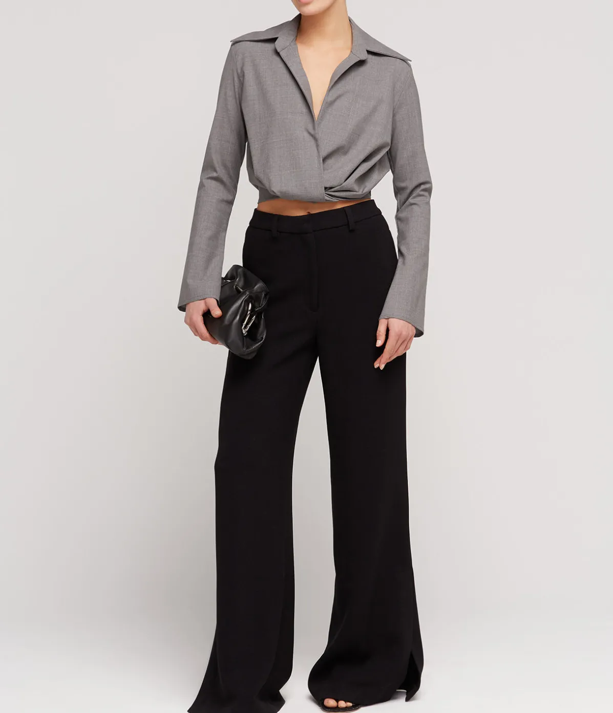 Twist Front Blouse In Grey