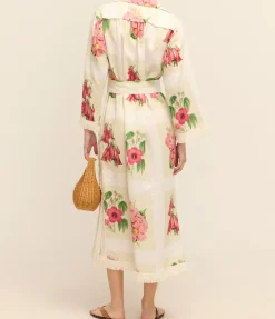 Verandah Floral Long Tunic Dress In Multi