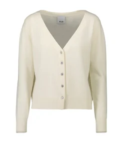 V-Neck Dimante Button Down Cardigan In Ivory