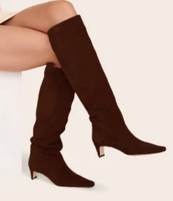 Wally Suede Knee Boot In Mahogony